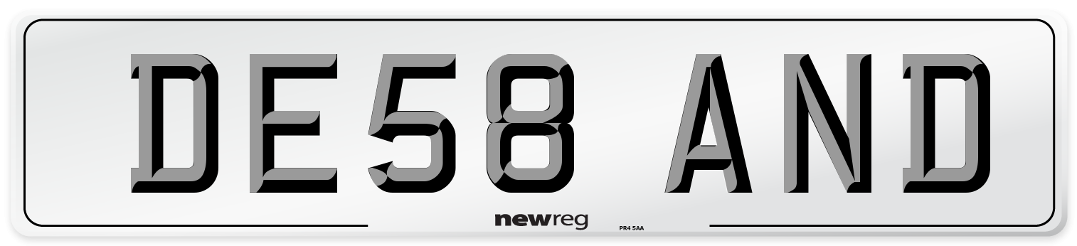 DE58 AND Number Plate from New Reg